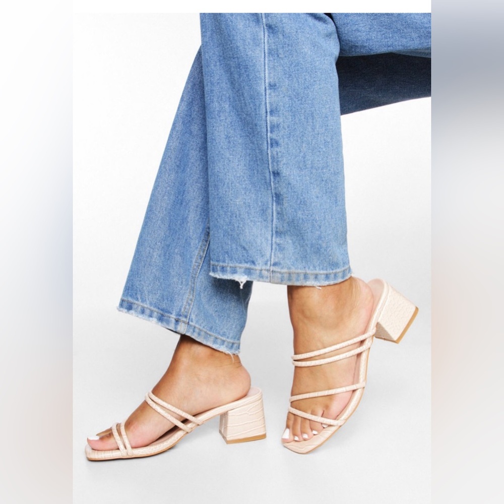 Croc multi strap block heel mule